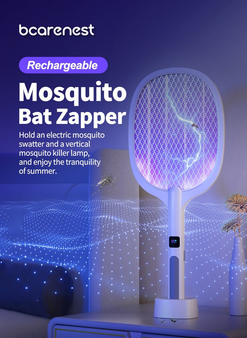 Bcarenest Electric Mosquito Bat Zapper with UV Lamp, 2-in-1 Swatter & Mosquito Killer, 1200mAh Battery, Inductive Charging Dock - Image 2